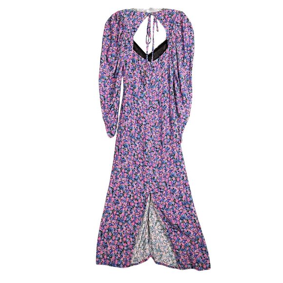 Zara Ditsy Floral Puff Sleeve Midi Dress XS Pink Purple Cottage Romantic - Picture 5 of 13